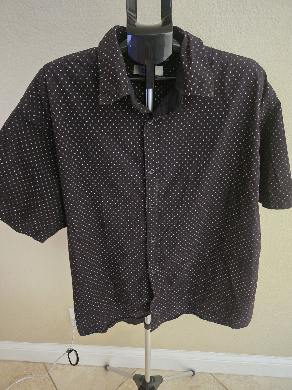 Kenneth Cole Brown Short-Sleeve Button-Down Shirt 4XL